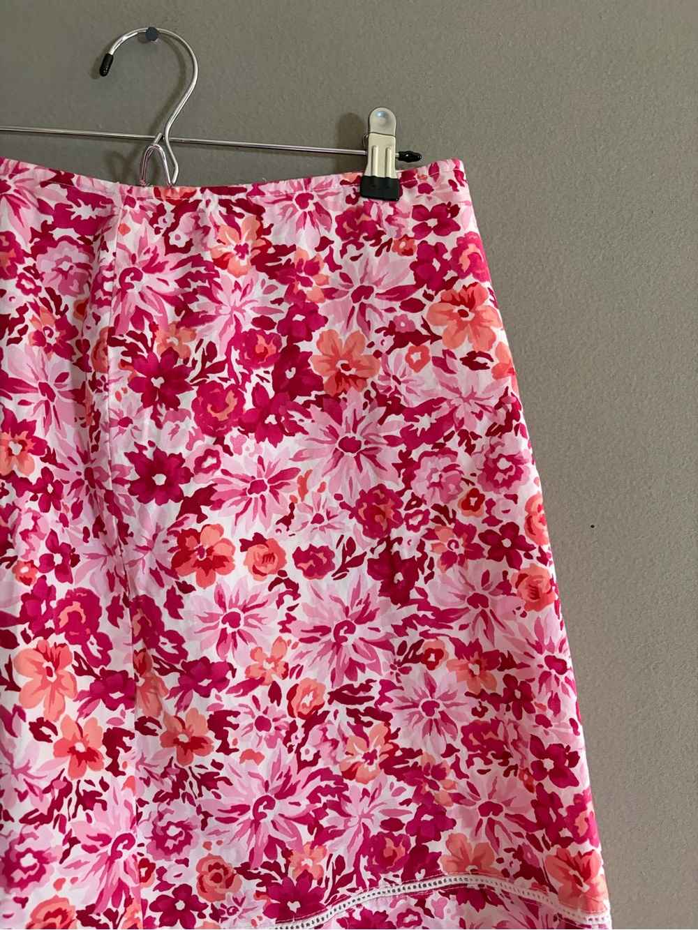 St. John's Bay Skirt Cotton A-Line Pink Floral Knee Length Y2K VTG Garden Midi - Picture 4 of 11